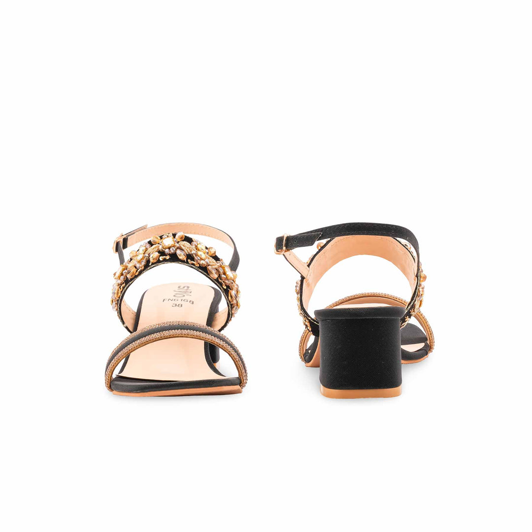 Black Fancy Sandal For Women FN6168