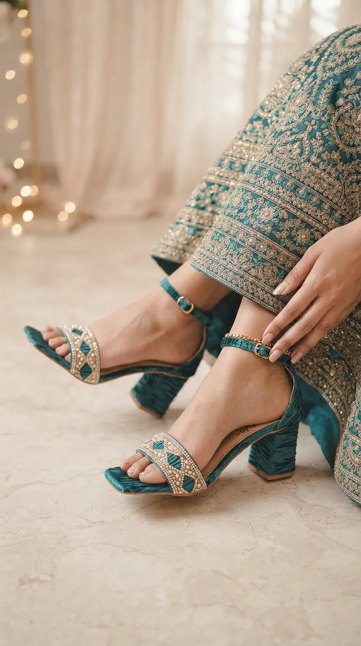 Seagreen Fancy Sandal For Women FN6171