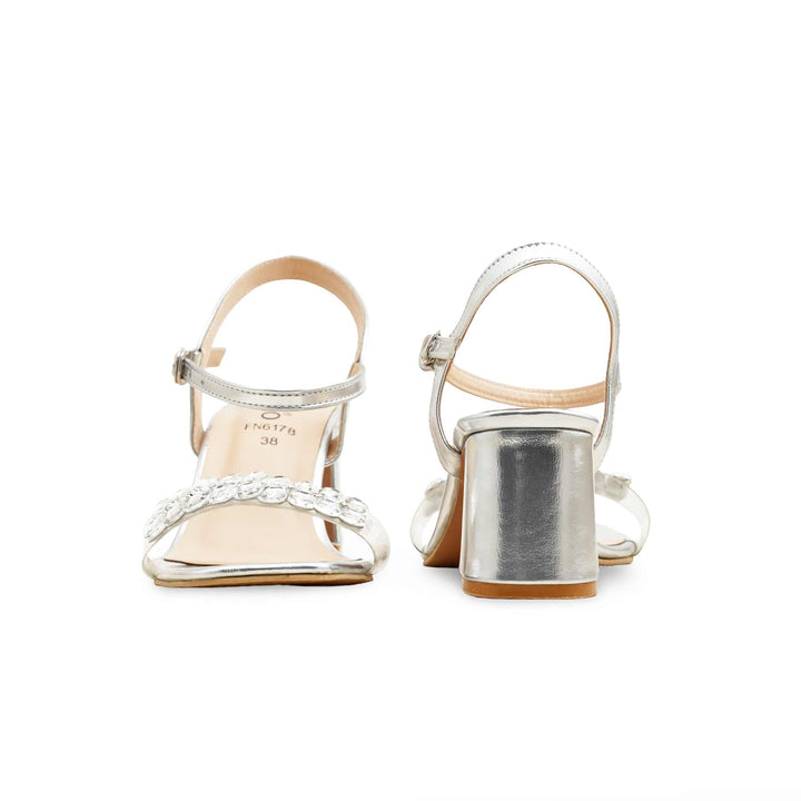 Silver Fancy Sandal For Ladies FN6178