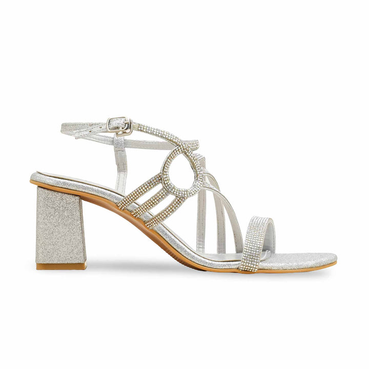 Silver Fancy Sandal For Women FN6180
