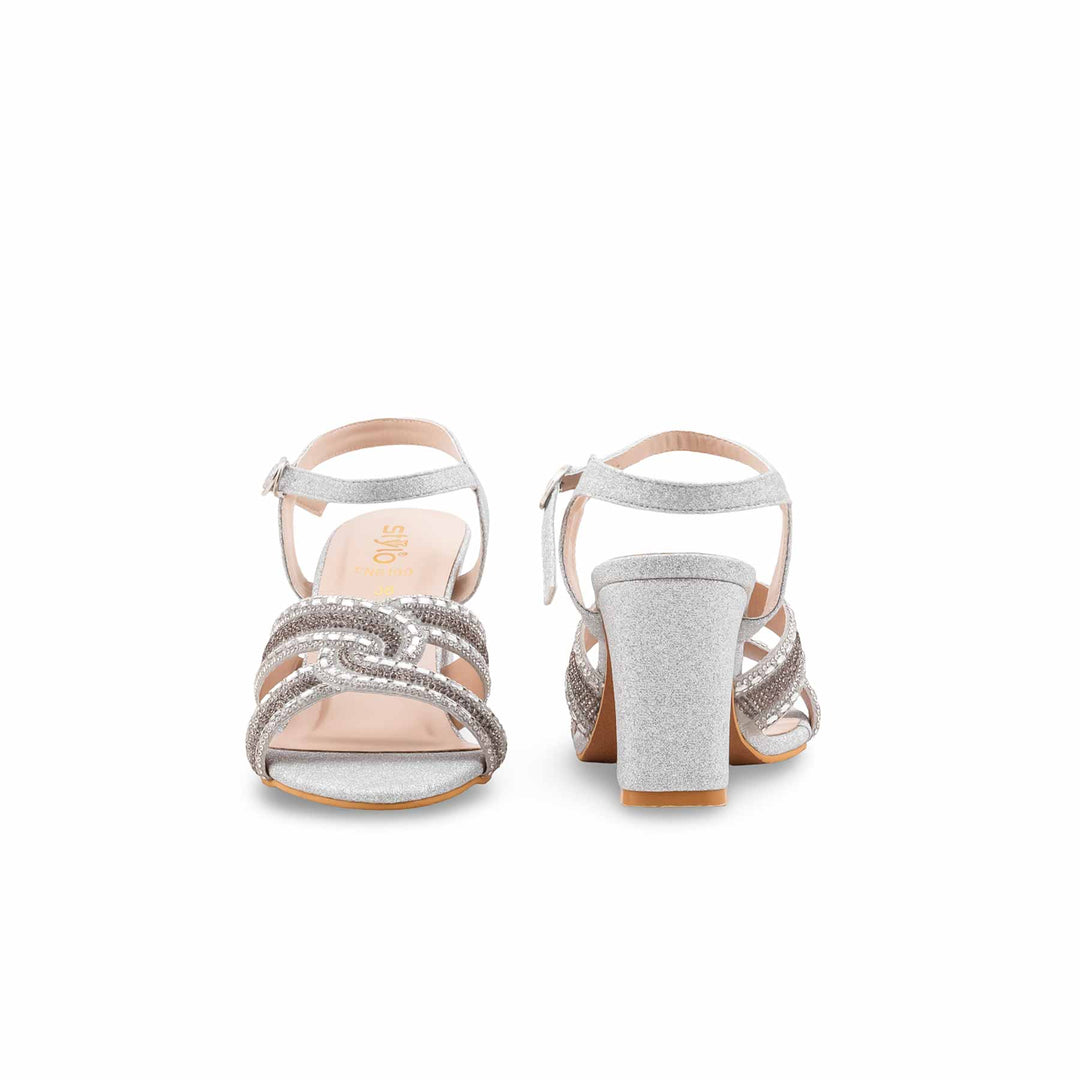 Silver Fancy Sandal For Women FN6190