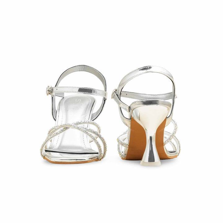 Silver Fancy Sandal For Women FN6197