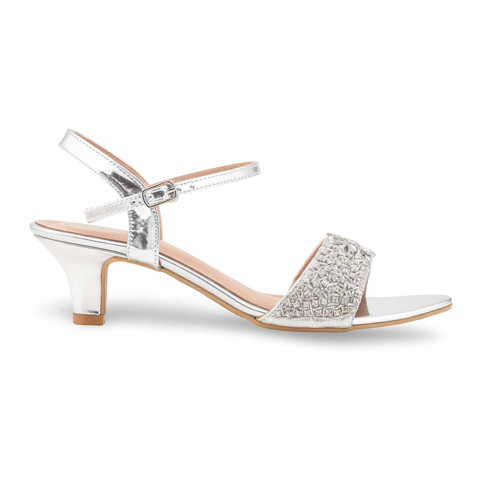Silver Fancy Sandal For Ladies FN6205