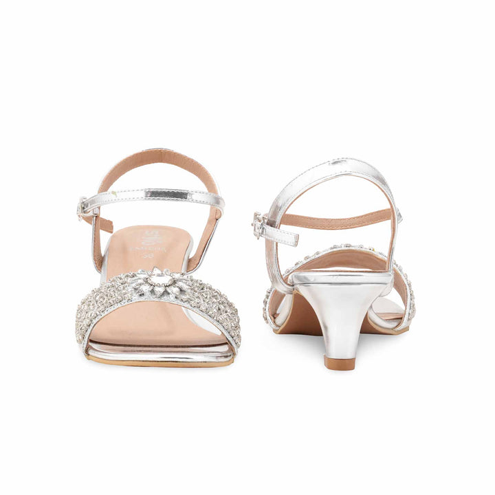 Silver Fancy Sandal For Ladies FN6205