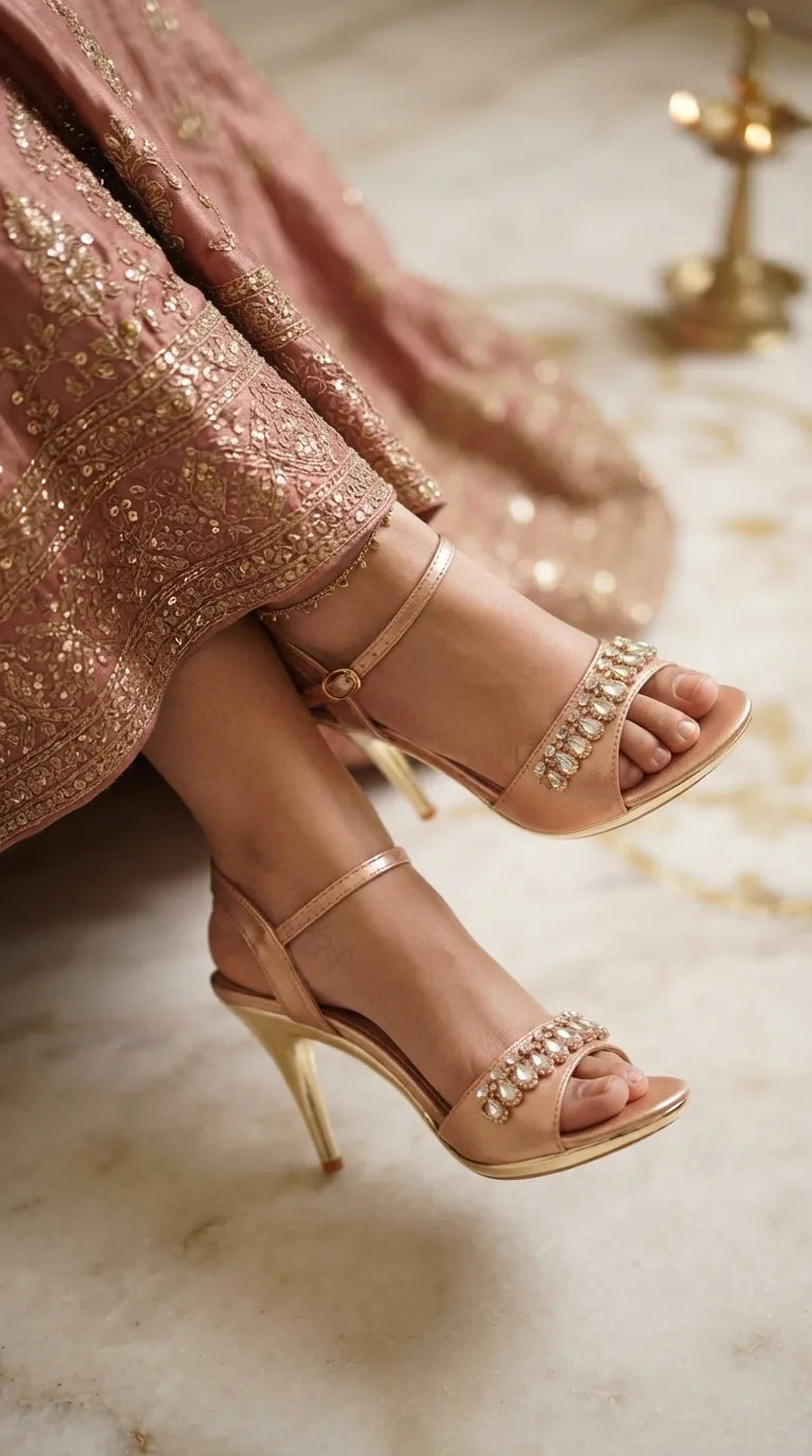 Peach Bridal Sandal For Women FN6226