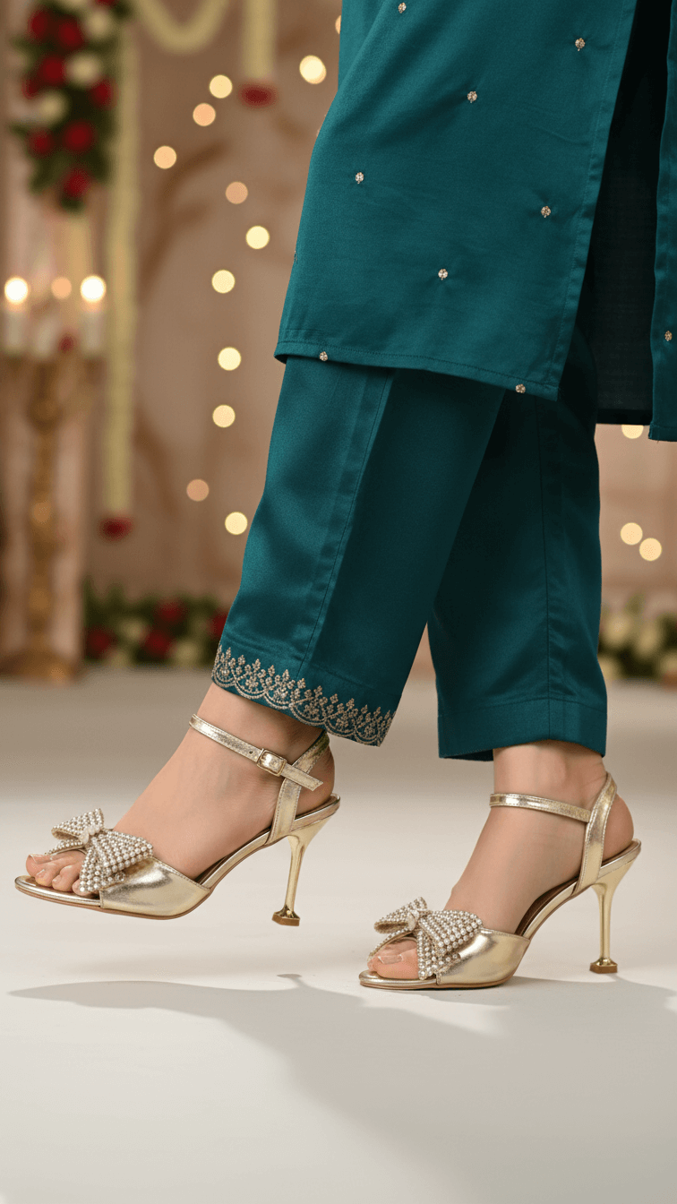 Golden Fancy Sandal For Women FN6236