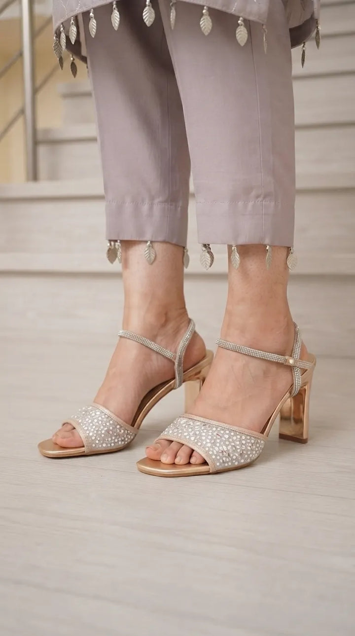 Golden Fancy Sandal For Women FN6244