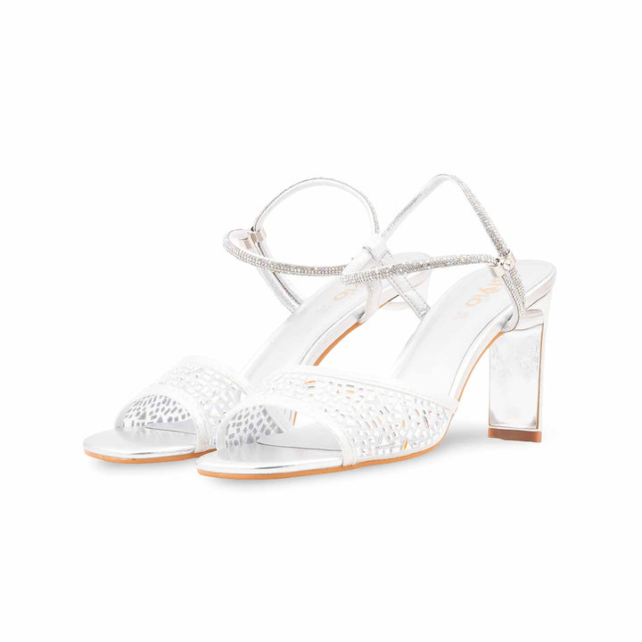 Silver Fancy Sandal For Women FN6244