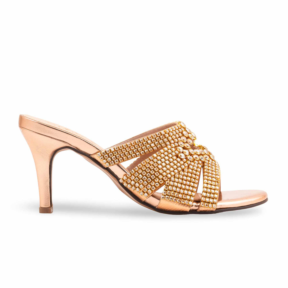 Golden Fancy Sandal For Ladies FN6252