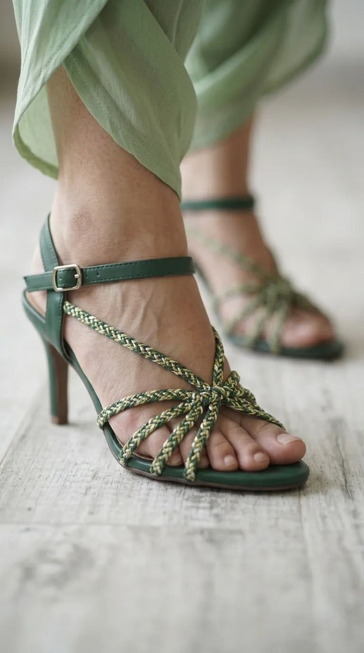 Green Fancy Sandal For Ladies FN6255