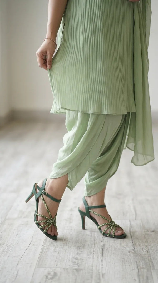 Green Fancy Sandal For Ladies FN6255
