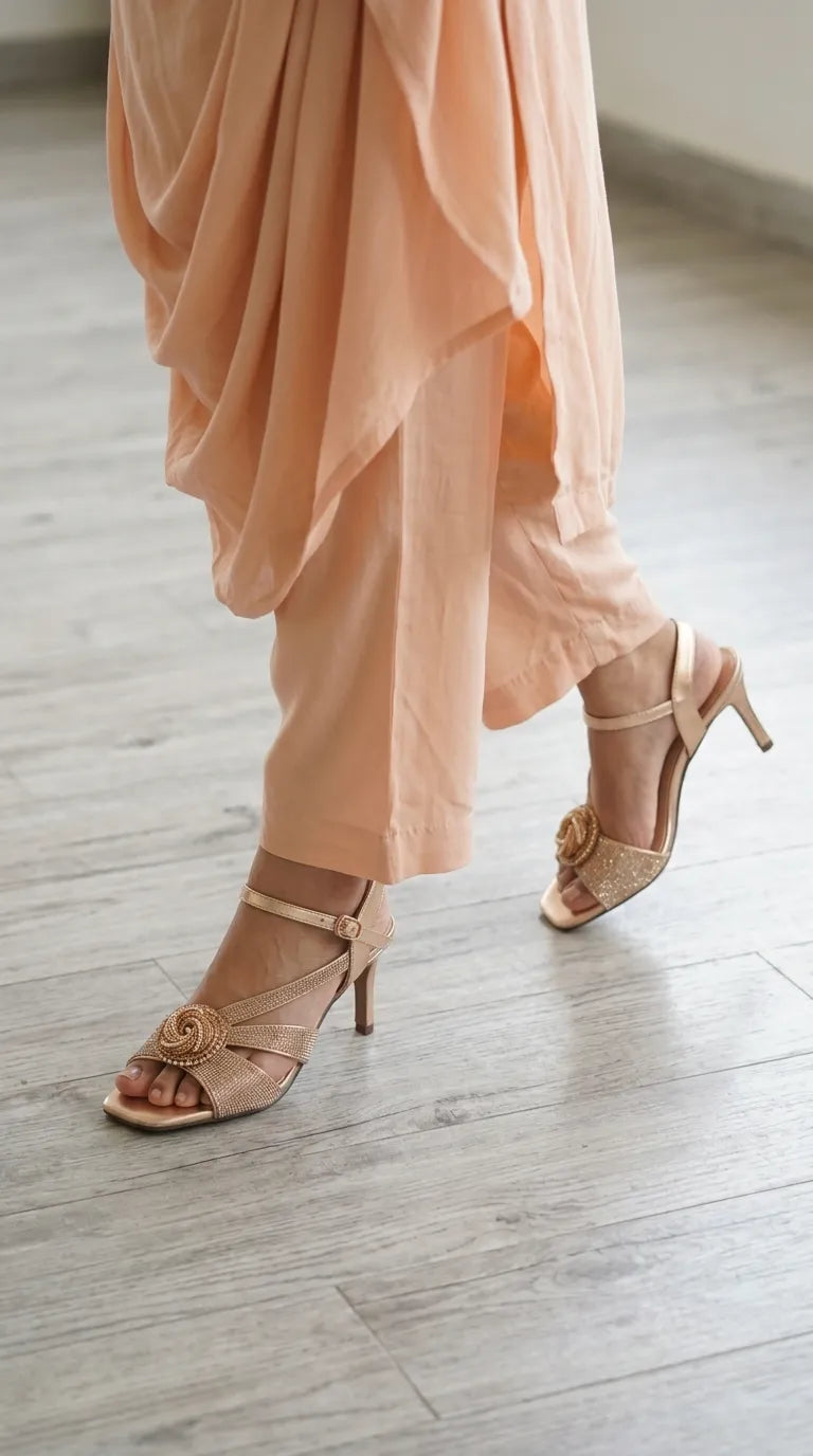 Peach Fancy Sandal For Ladies FN6256