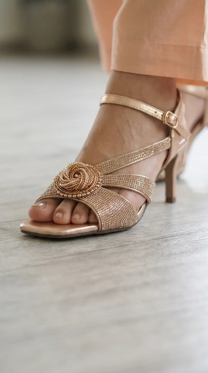 Peach Fancy Sandal For Ladies FN6256