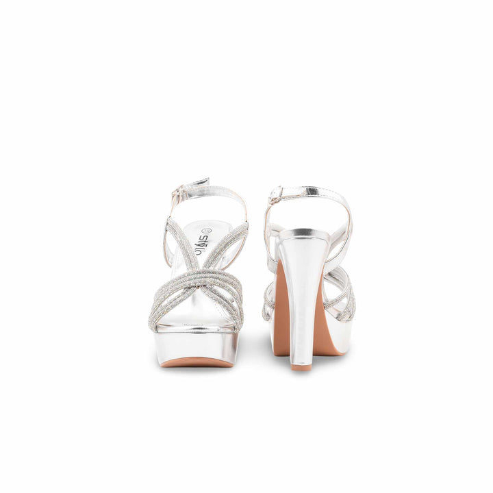 Silver Fancy Sandal For Women FN6270