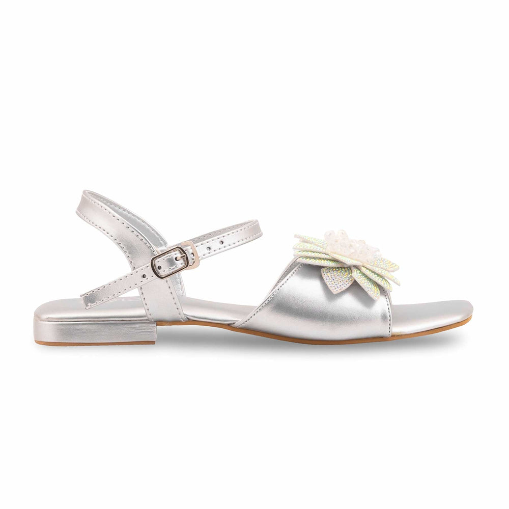 Silver Fancy Sandal For Ladies FN6277