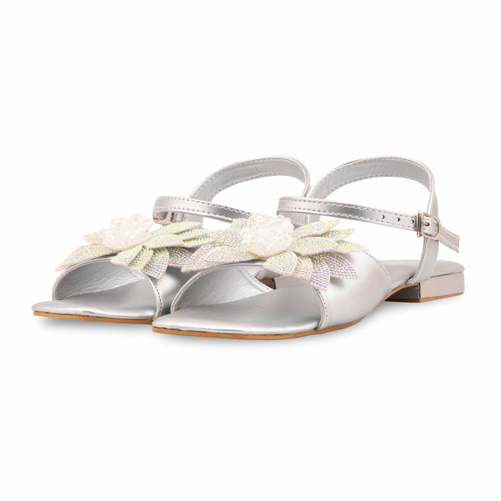 Silver Fancy Sandal For Ladies FN6277
