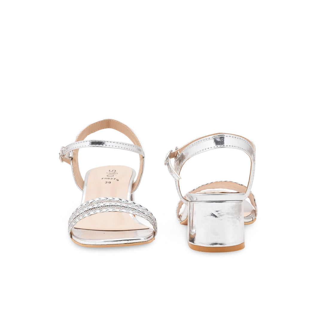 Silver Fancy Sandal For Ladies FN6279