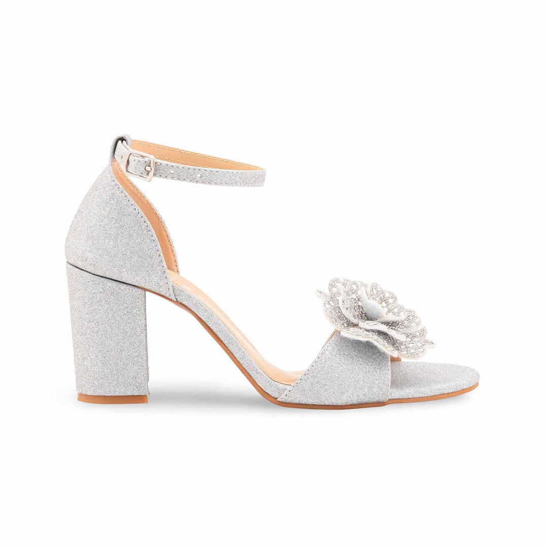 Silver Fancy Sandal For Women FN6291