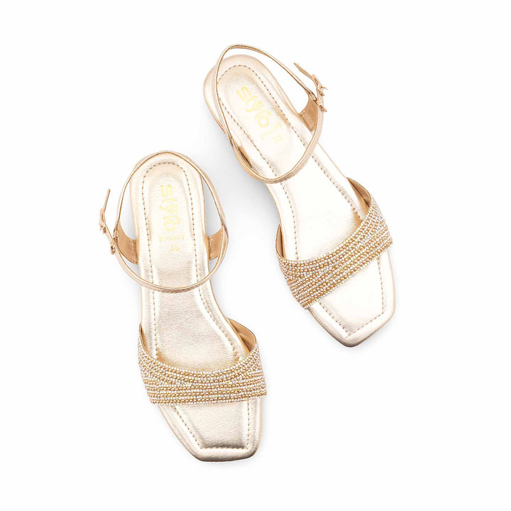 Golden Fancy Sandal For Ladies FN6297