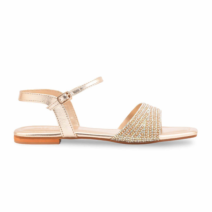 Golden Fancy Sandal For Ladies FN6297