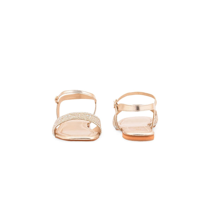Golden Fancy Sandal For Ladies FN6297