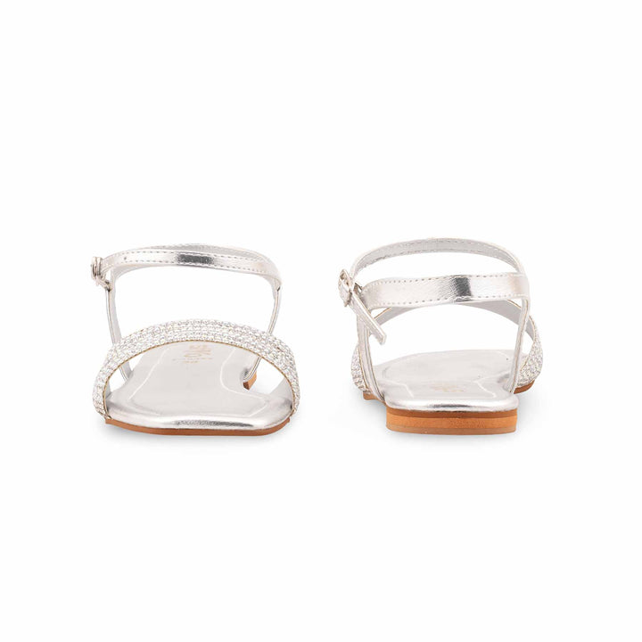 Silver Fancy Sandal For Women FN6297