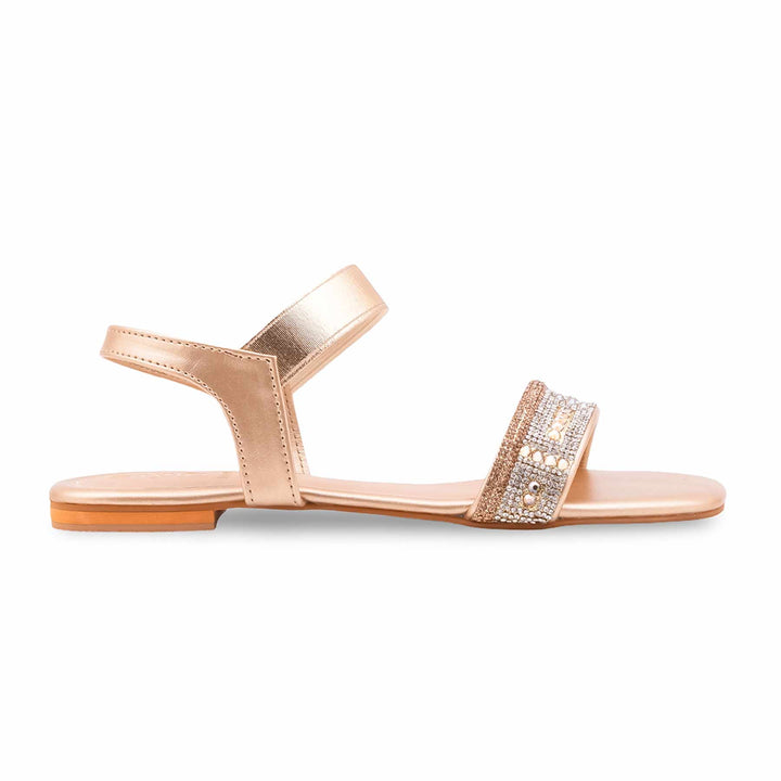 Golden Fancy Sandal For Ladies FN6299