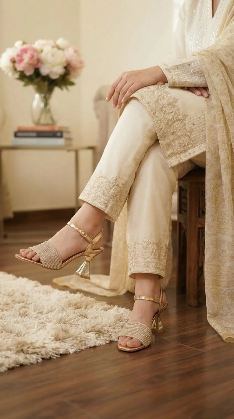 Golden Fancy Slipper For Women FN6317