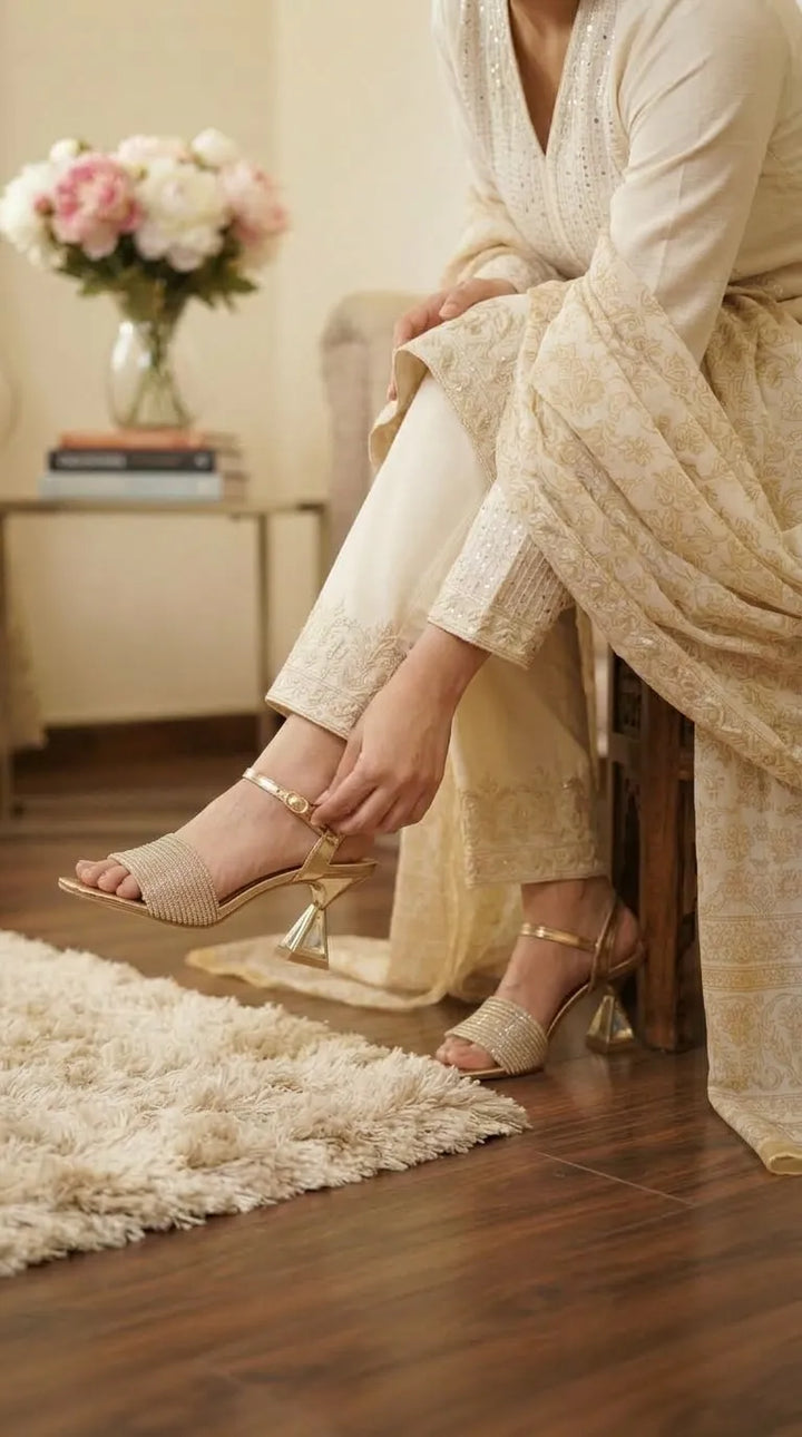 Golden Fancy Slipper For Women FN6317