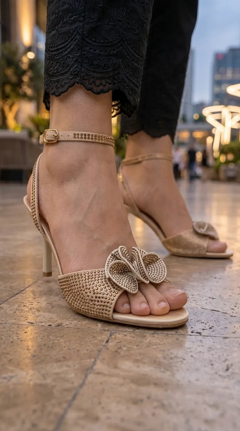 Beige Fancy Bridal Sandal FN6339