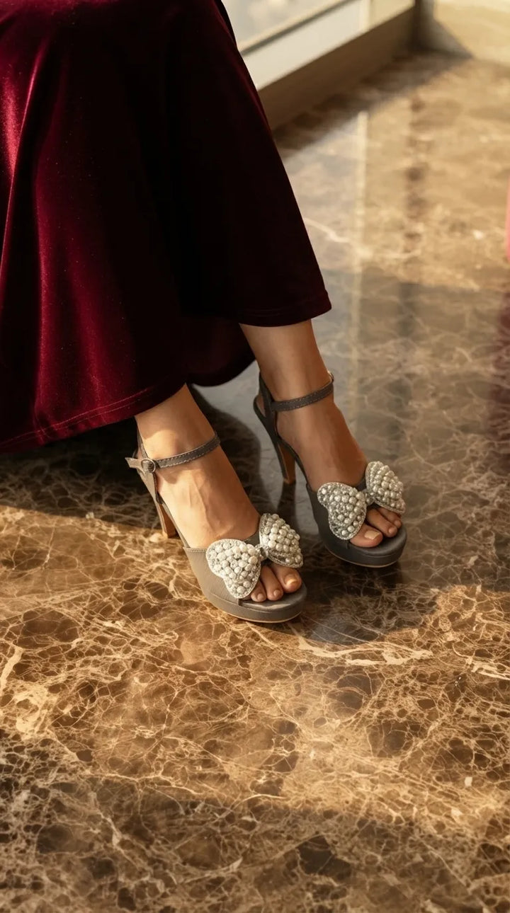 Grey Fancy Bridal Sandal FN6399