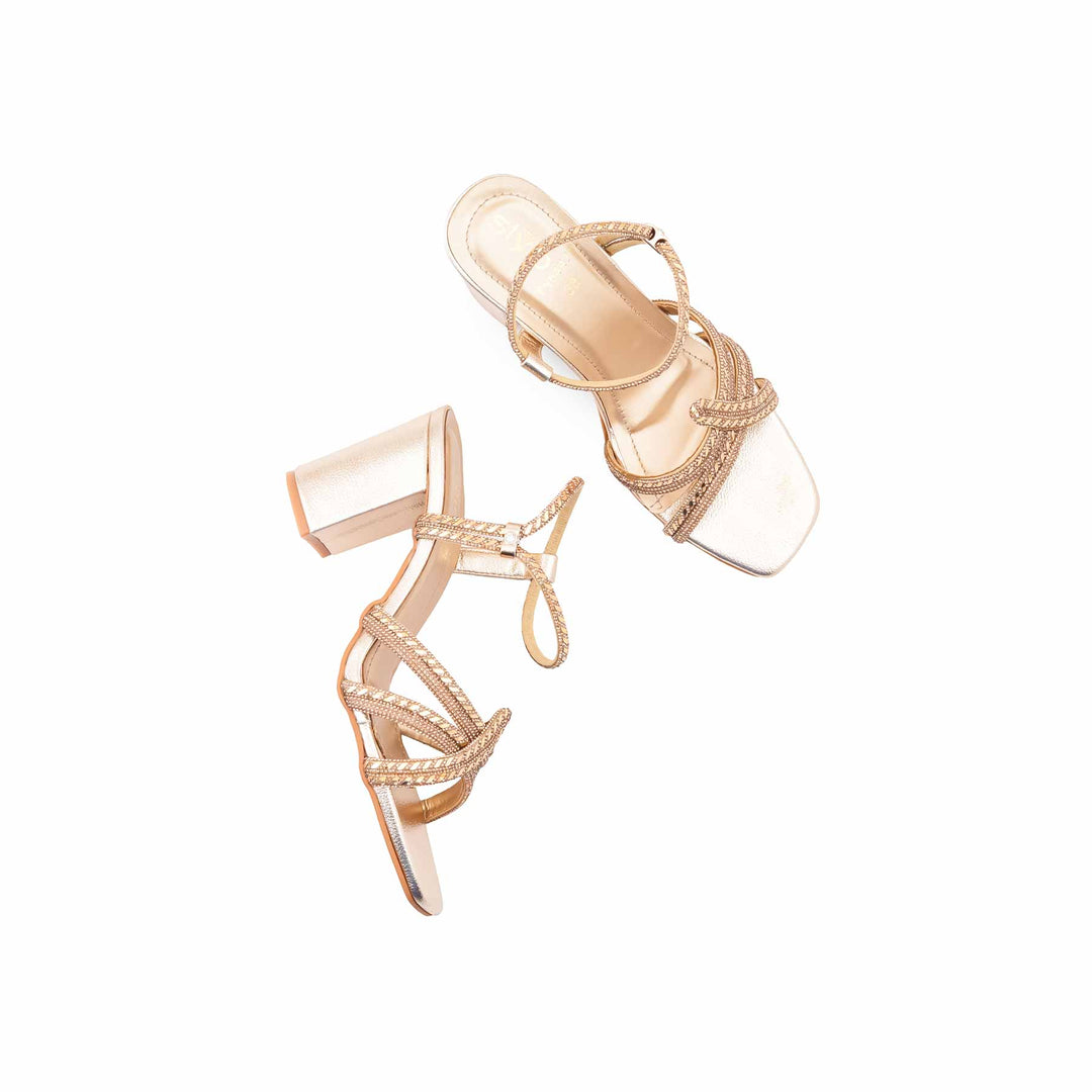 Golden Fancy Sandal For Women FN6447