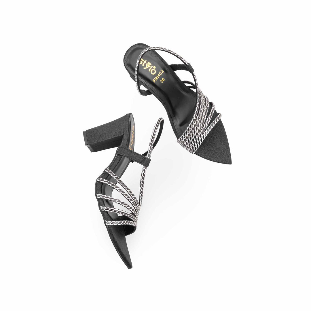 Black Fancy Sandal For Women FN6452
