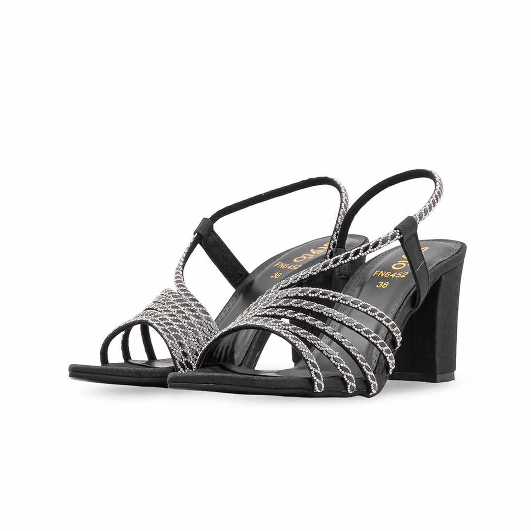 Black Fancy Sandal For Women FN6452