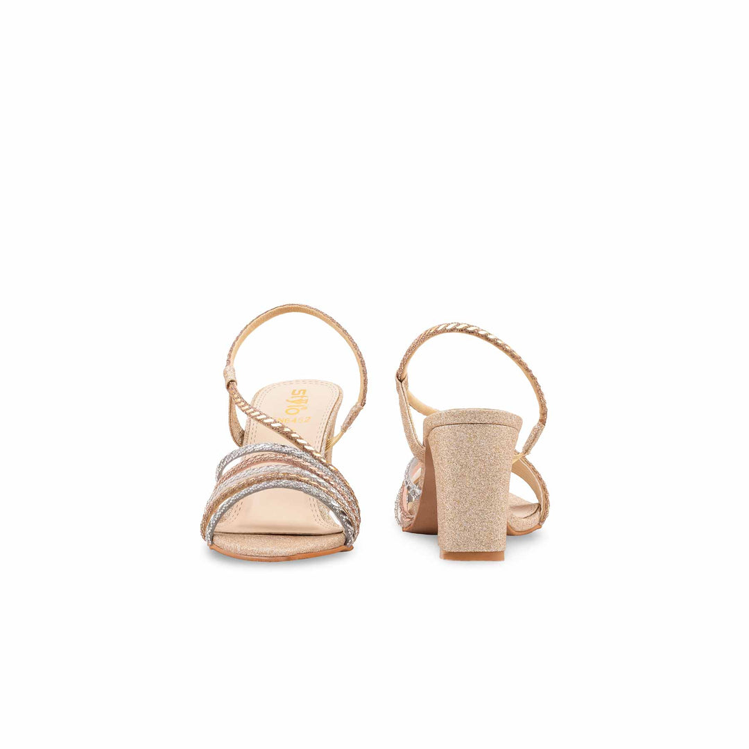 Golden Fancy Sandal For Women FN6452