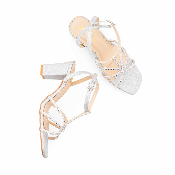 Silver Fancy Sandal For Ladies FN6453