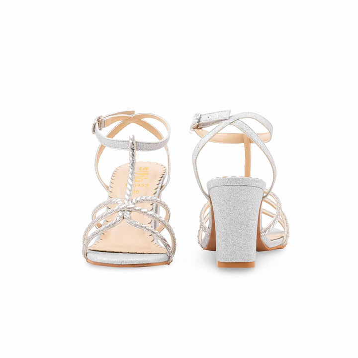 Silver Fancy Sandal For Ladies FN6453