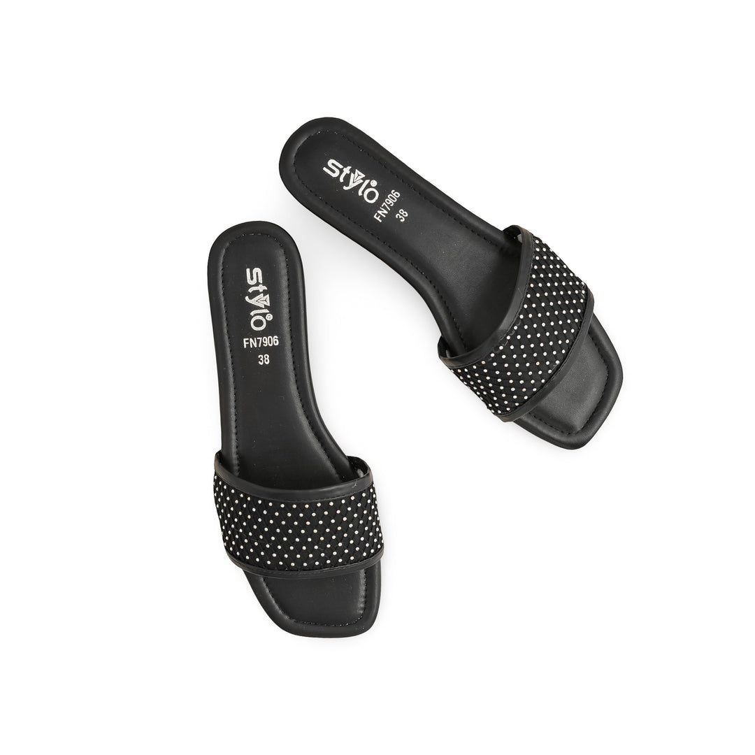 Black Fancy Slipper For Women FN7906