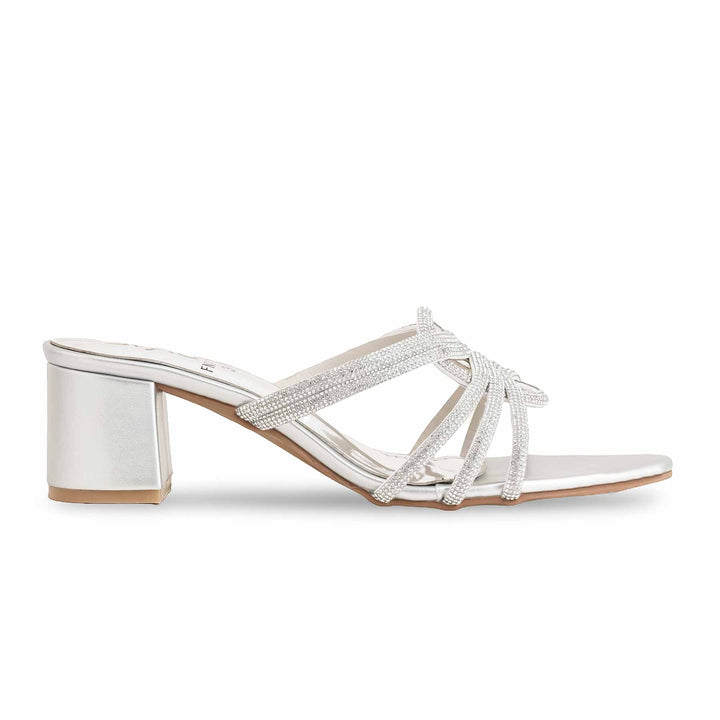 Silver Fancy Slipper For Women FN7924