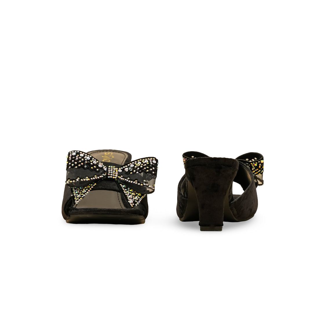 Black Fancy Slipper For Ladies FN7969