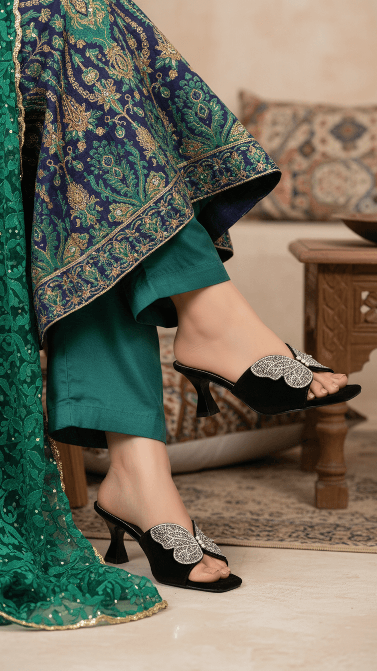 Black Fancy Slipper For Women FN7974