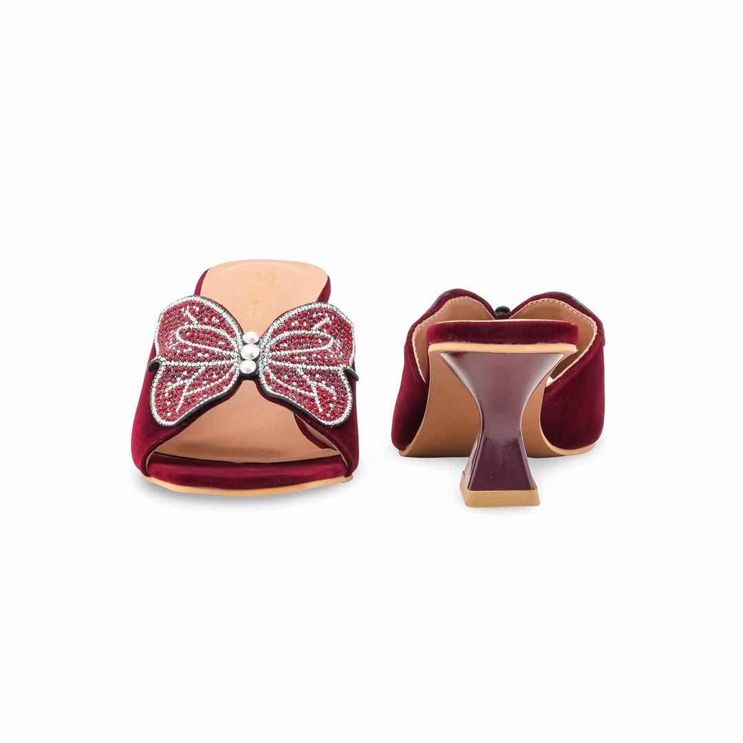 Maroon Fancy Slipper For Women FN7974