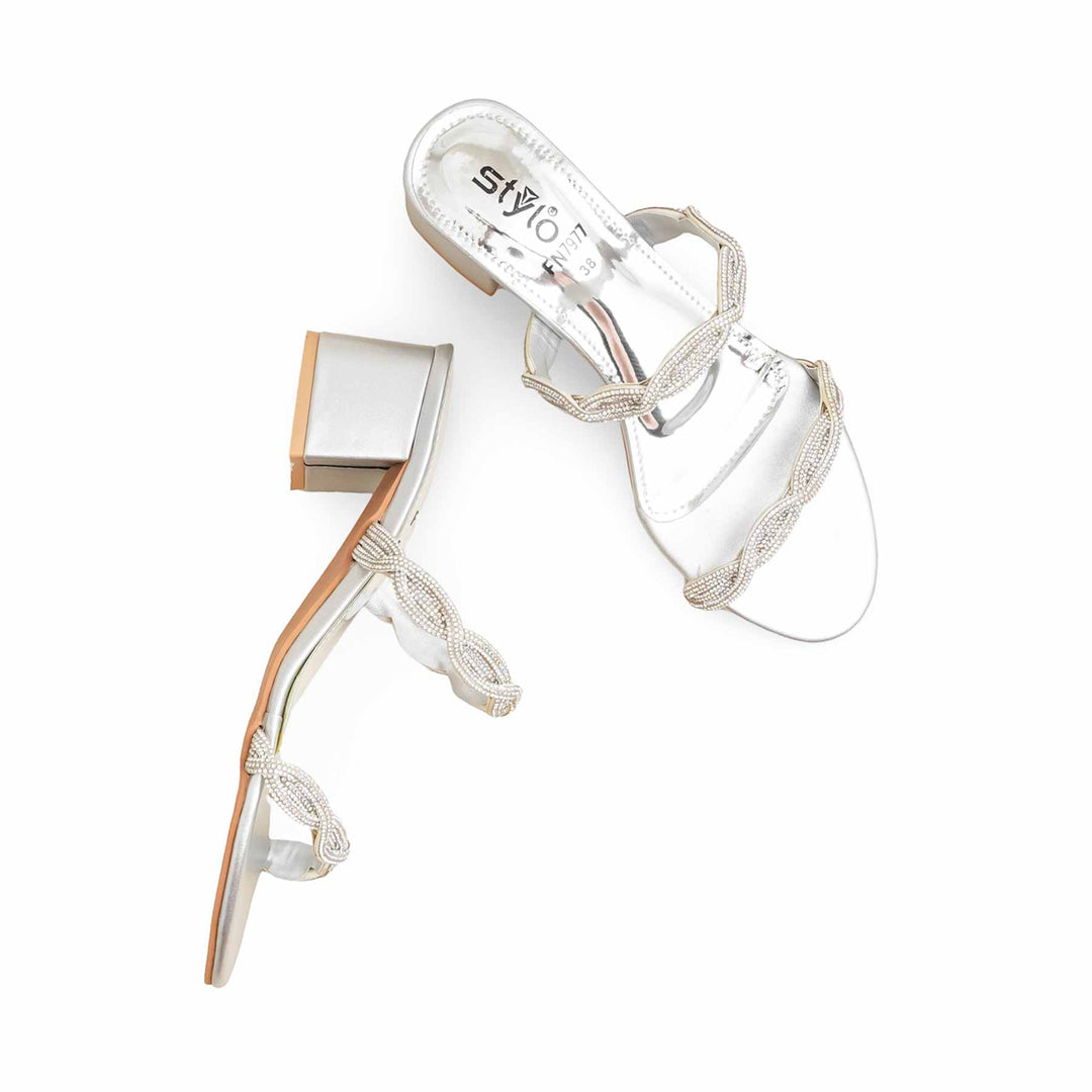 Silver Fancy Slipper For Ladies FN7977