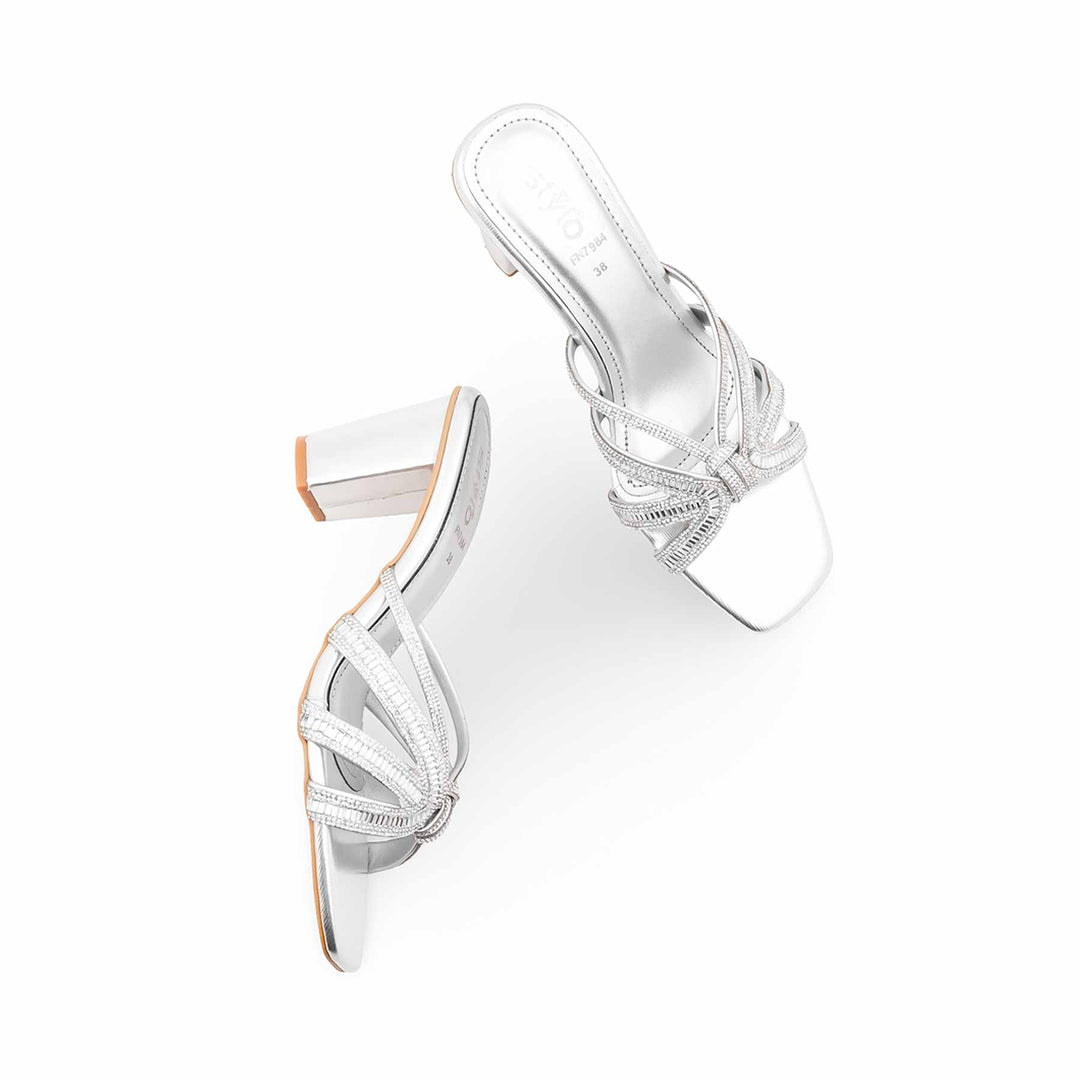 Silver Fancy Slipper For Ladies FN7984