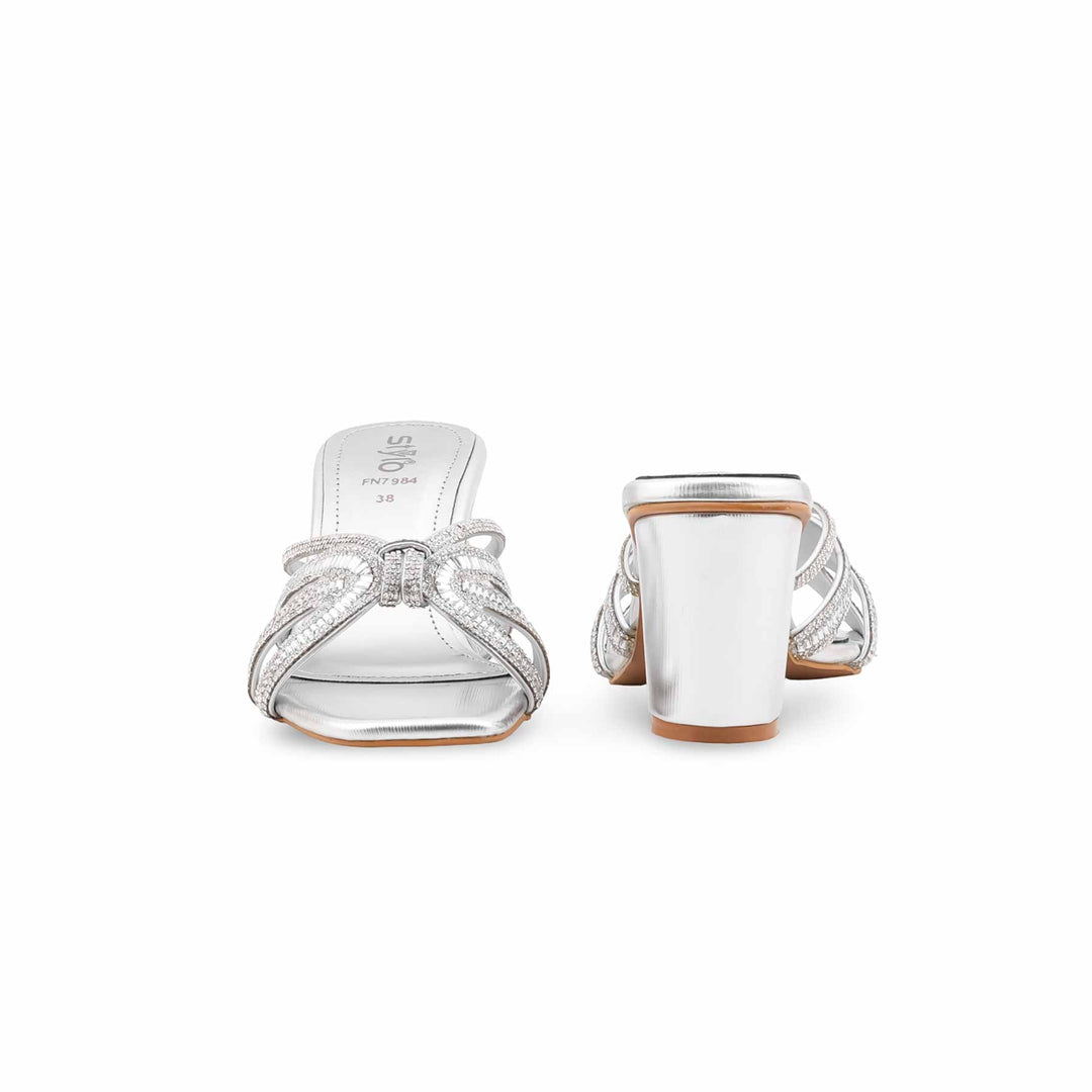 Silver Fancy Slipper For Ladies FN7984