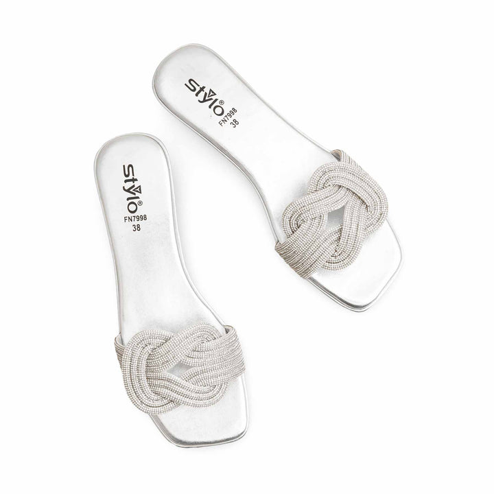 Silver Fancy Slipper For Ladies FN7998
