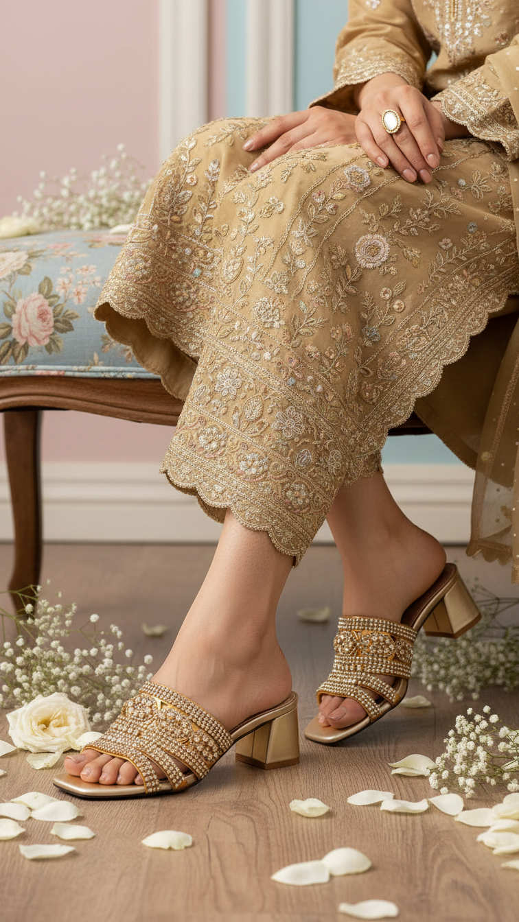 Golden Fancy Bridal Sandal FN8034