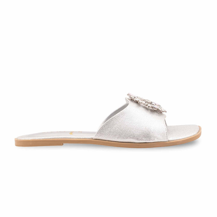 Silver Fancy Slipper For Ladies FN8036