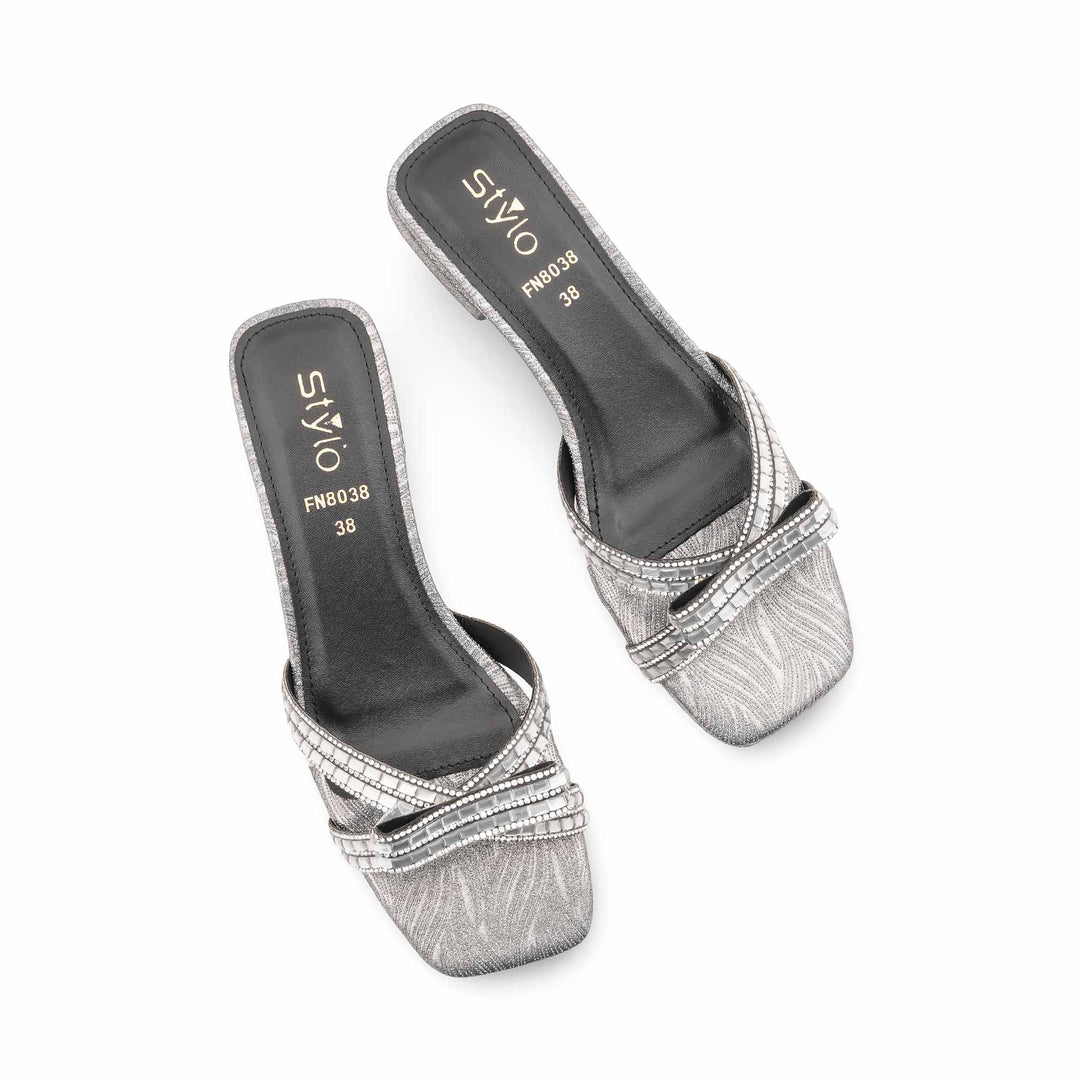 Silver Fancy Slipper For Women FN8038