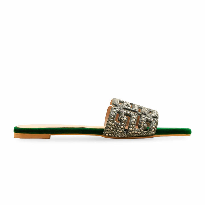 Green Fancy Slipper For Women FN8040